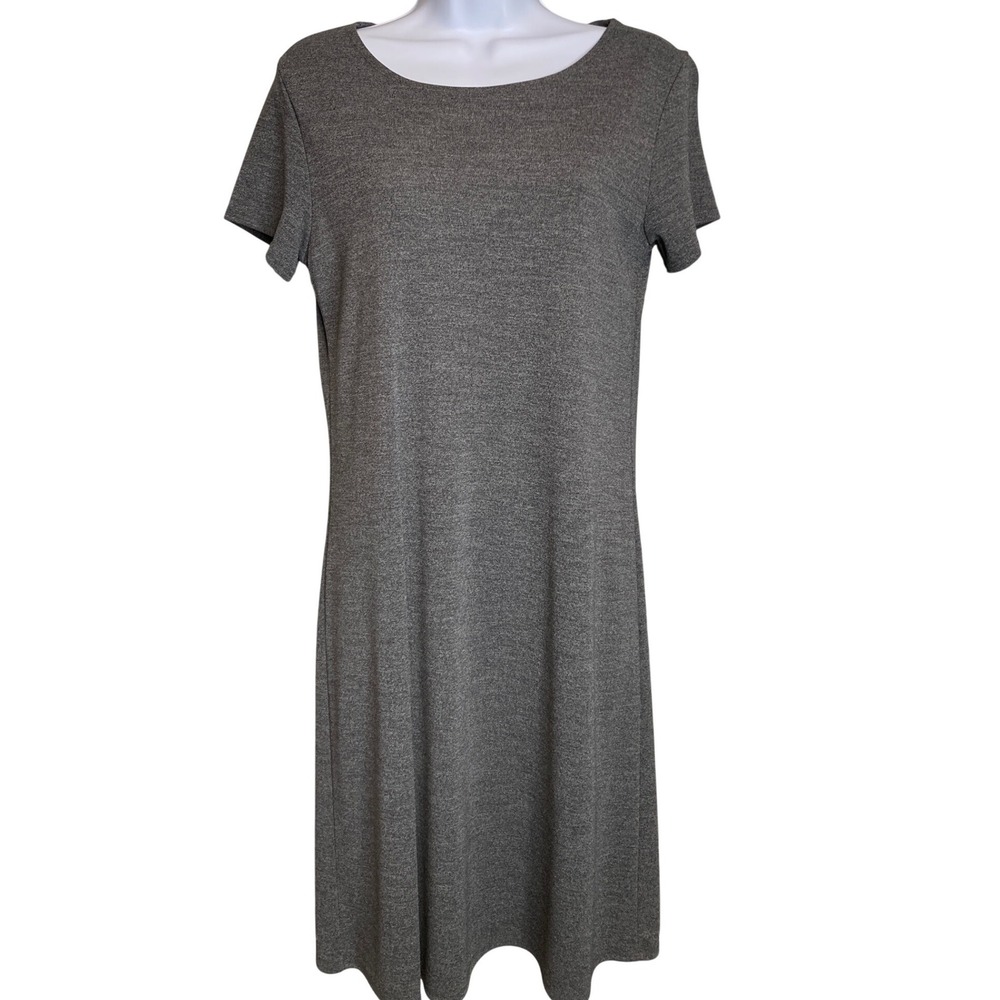 Liz Claiborne Womens Gray Heathered Shift Dress Est Sz M Excellent Quiet Luxury